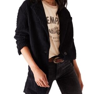 Free People Black Everley Cord Blazer